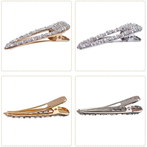 Crystal Covered Barrette Hair Clips 6 Piece - Picture 2 of 7